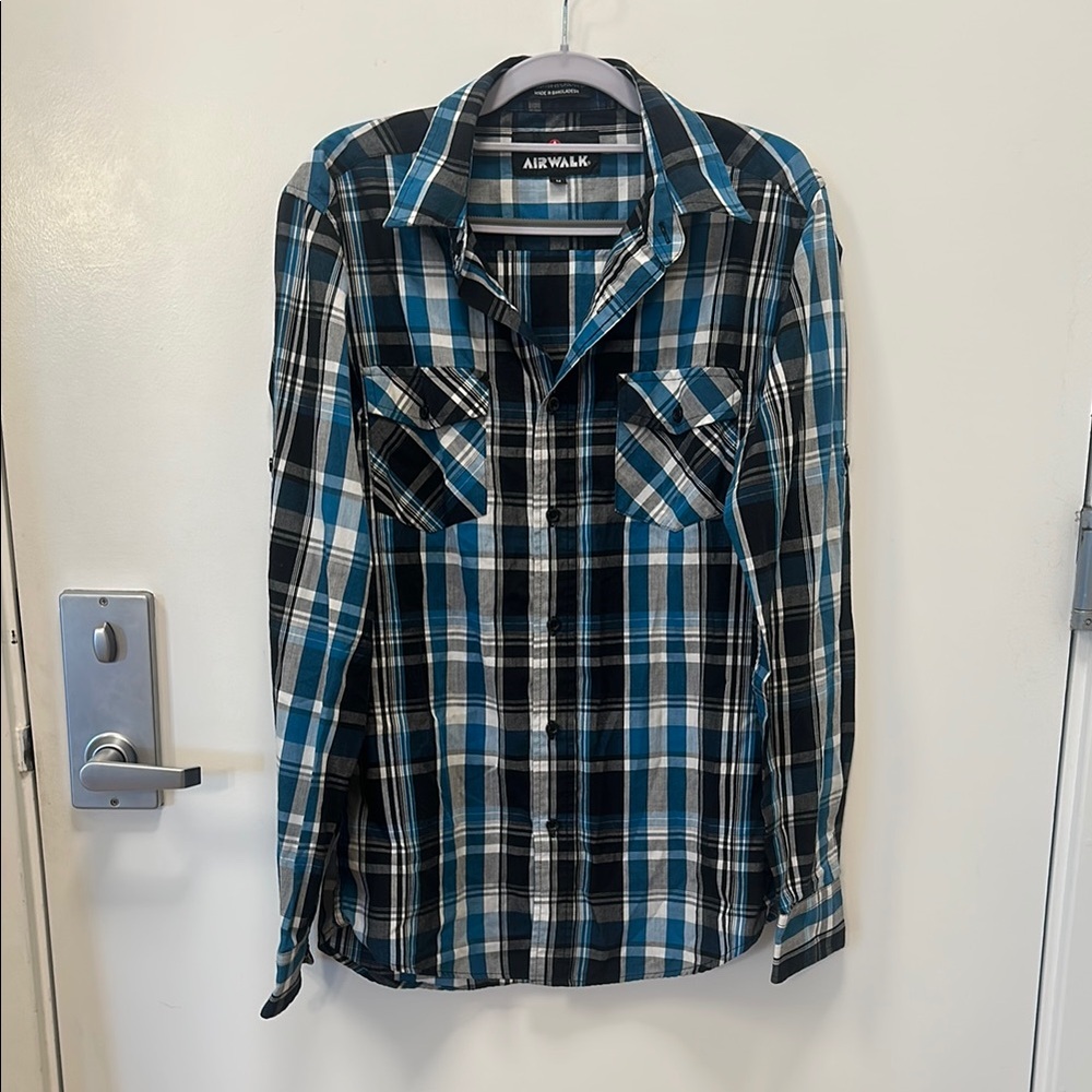 Airwalk Men's Blue Plaid Shirt